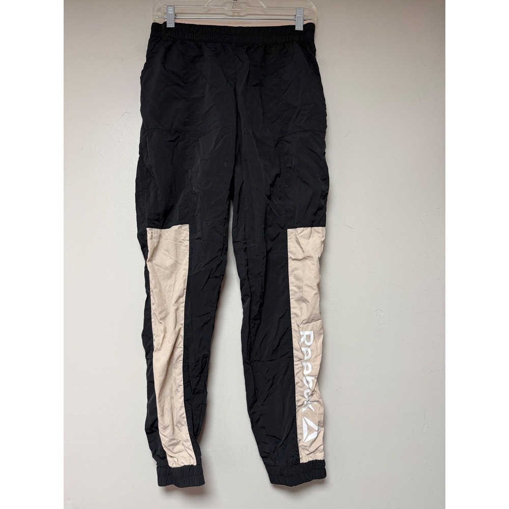 Reebok Black Beige Colorblock‎ Athletic Track Pants Joggers XS/XCH/TP Mesh Lined